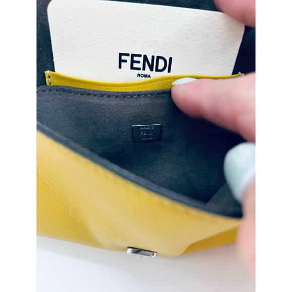 Fendi Monster Fur Micro Yellow Crossbody Leather Baguette SHW Authentic CoA - Picture 6 of 9